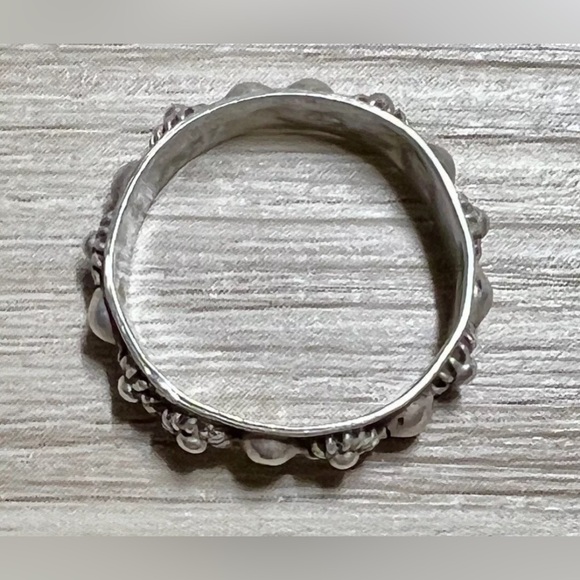 Vintage Mexico Designer DFCP Hallmarked Sterling Silver Flower Orb Ring, Size 6 - Picture 4 of 9